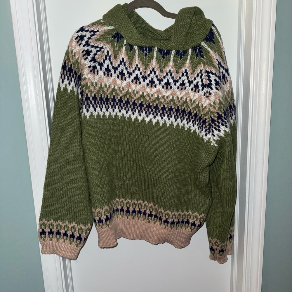 Olive Green Patterned Women's Sweater